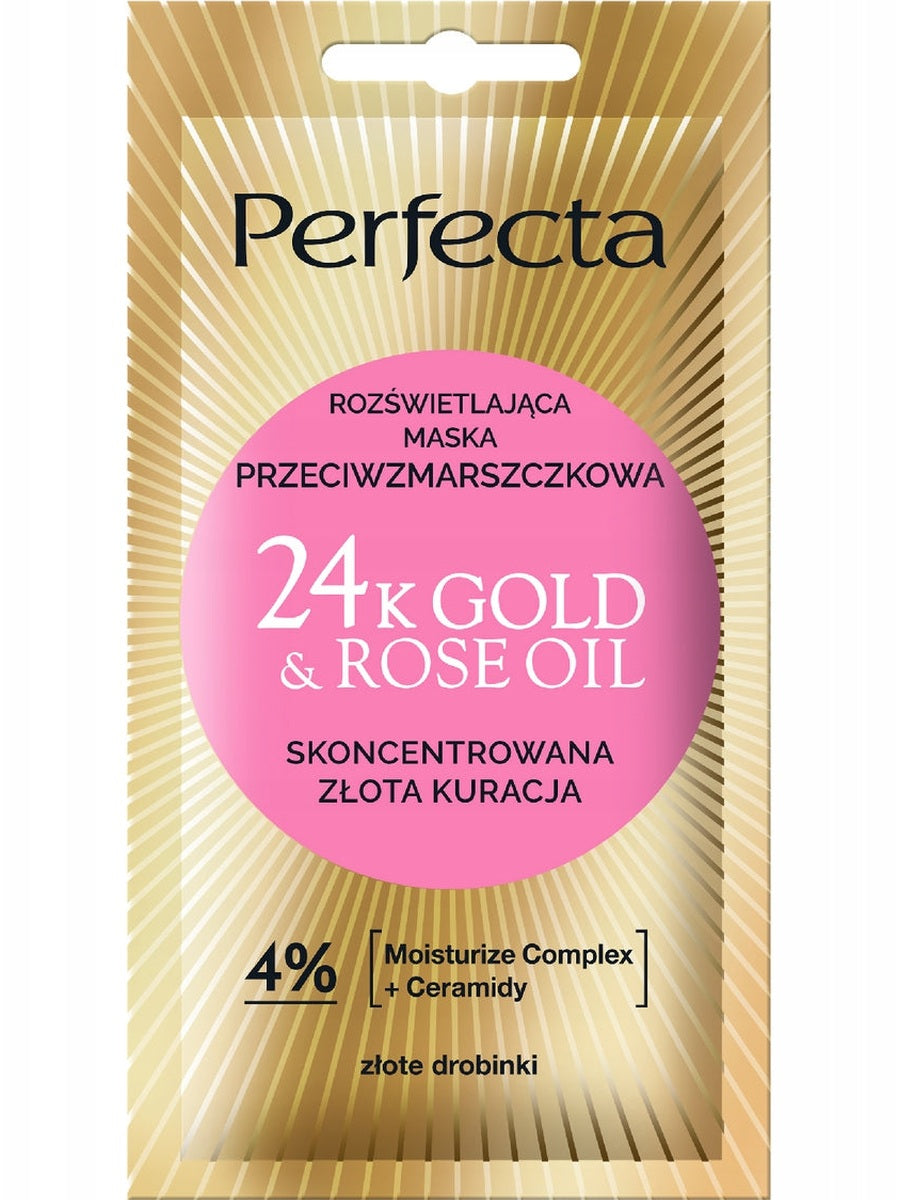 Maseczka na twarzy Perfecta 24k maseczka rozświetlająca przeciwzmarszczkowa