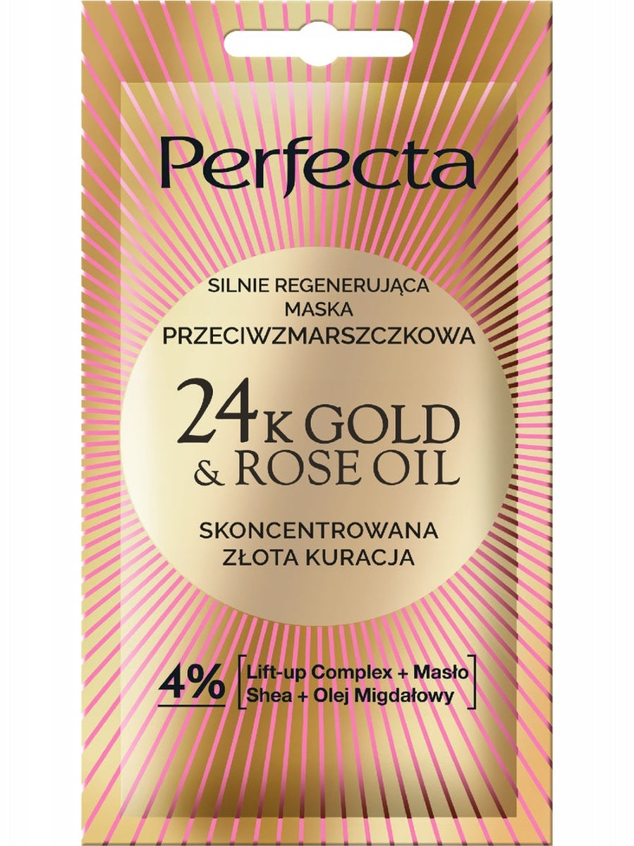 Maseczka na twarzy Perfecta 24k Gold&Rose Oil Silnie regenerująca