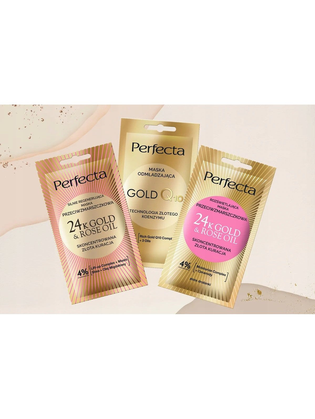 Maseczka na twarzy Perfecta 24k Gold&Rose Oil Silnie regenerująca