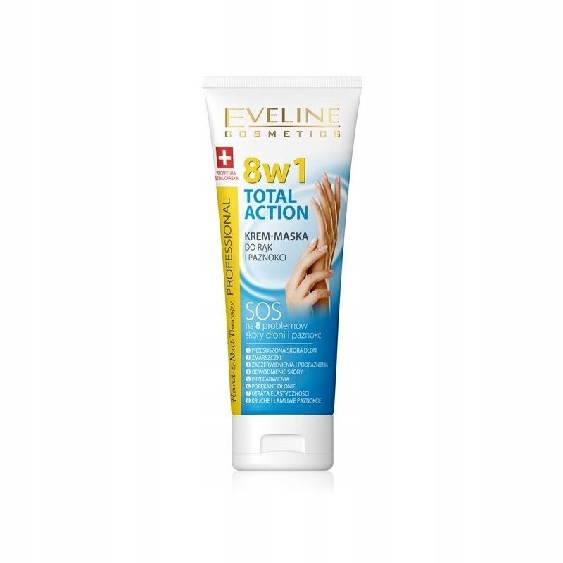 Eveline 8w1 Total Action Krem maska do rąk i paznokci 75ml