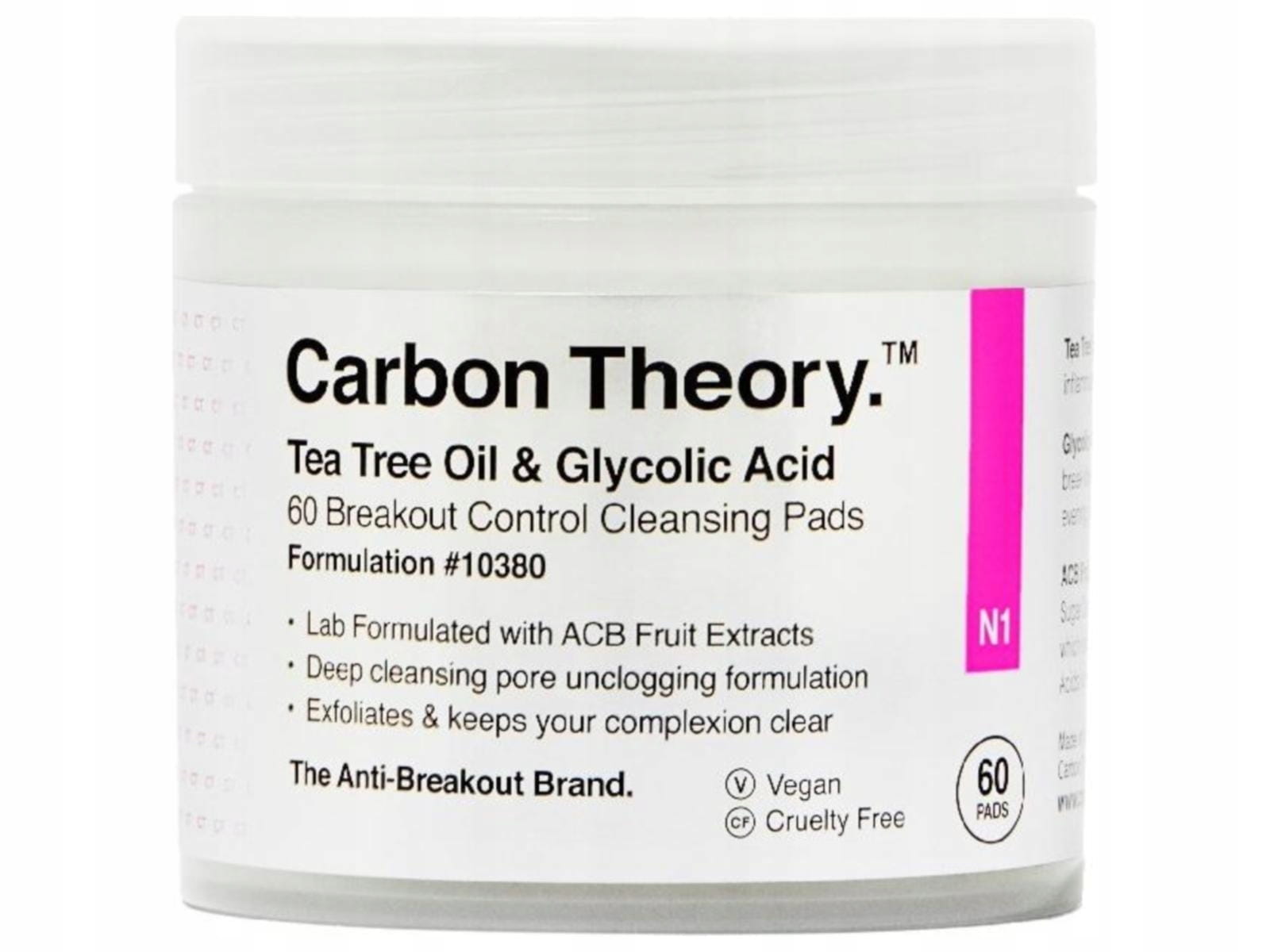 CARBON THEORY Tea Tree Oil & Glycolic Acid Płatki oczyszczające do twarzy Cleasing Pads