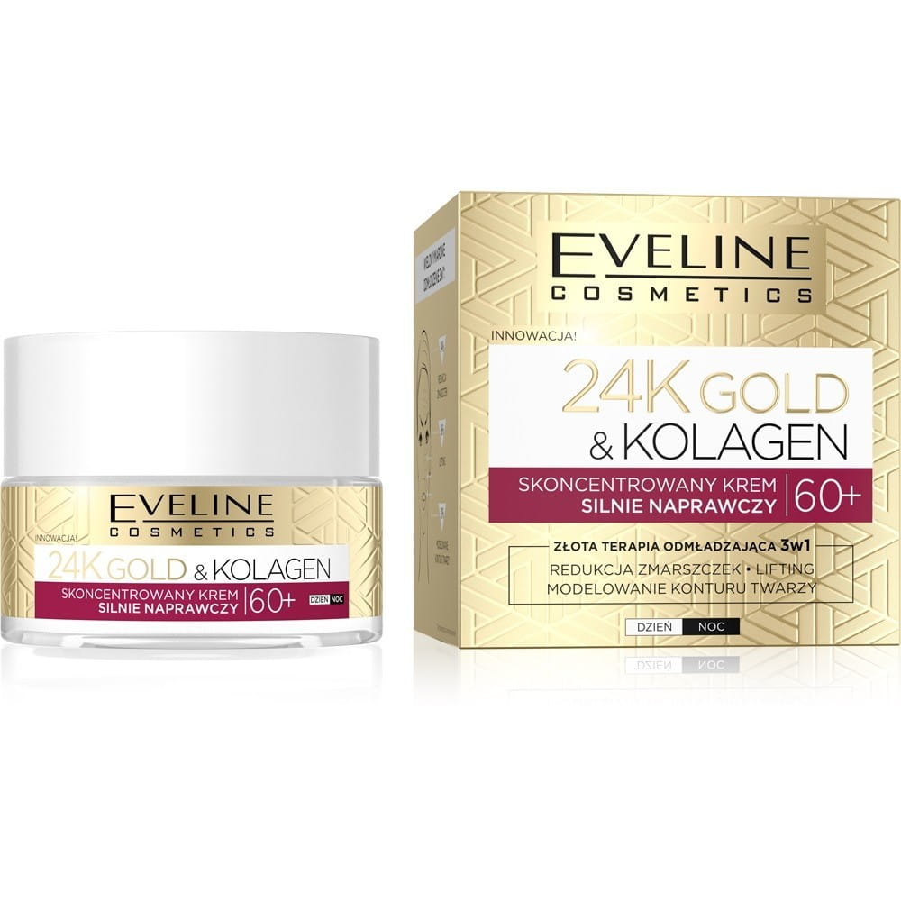 Eveline Gold & Ceramidy 60+, silnie naprawczy krem do twarzy, 50ml