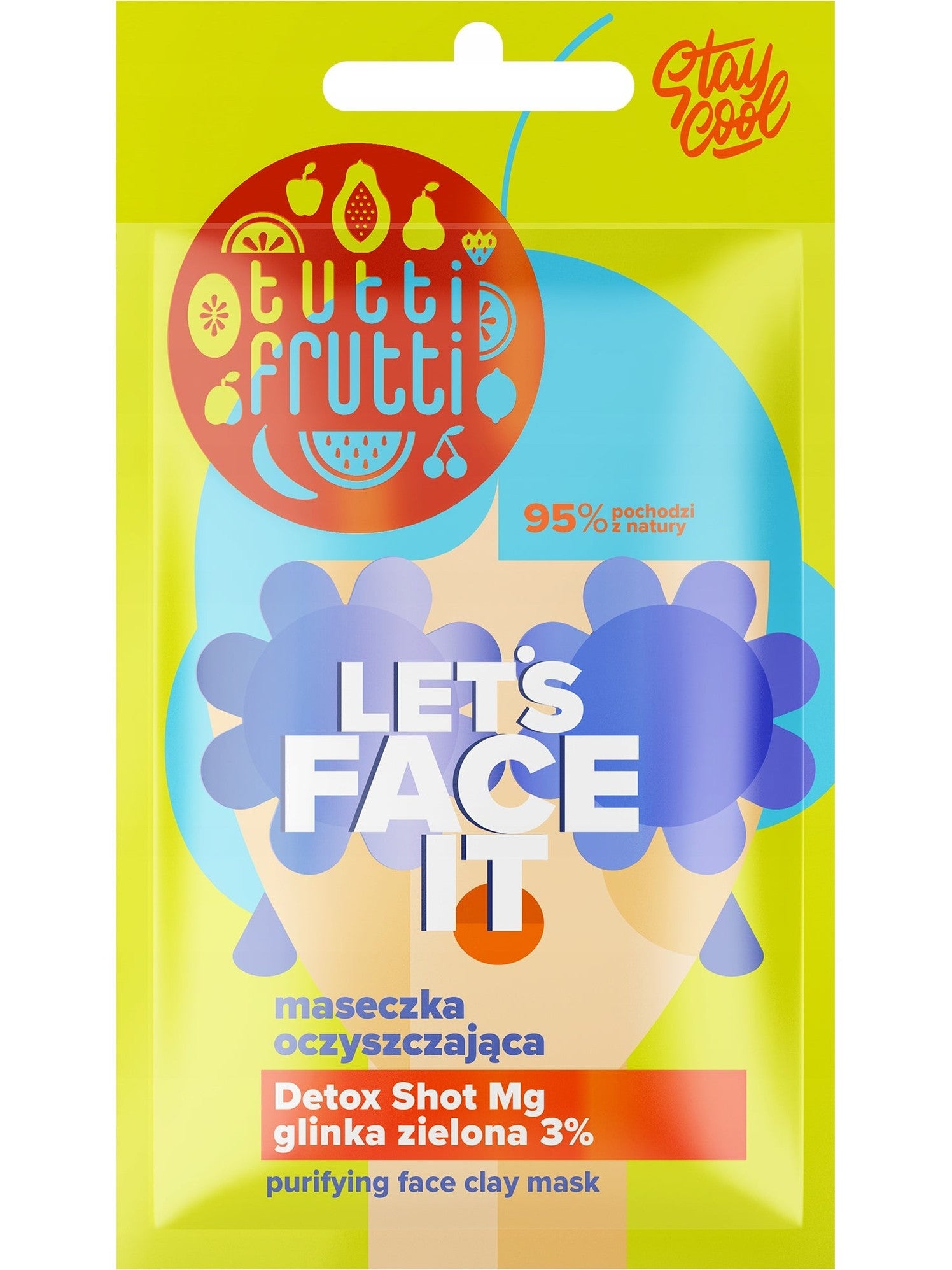 TUTTI FRUTTI LET`S FACE IT Oczyszczająca maseczka-peeling z glinką zieloną