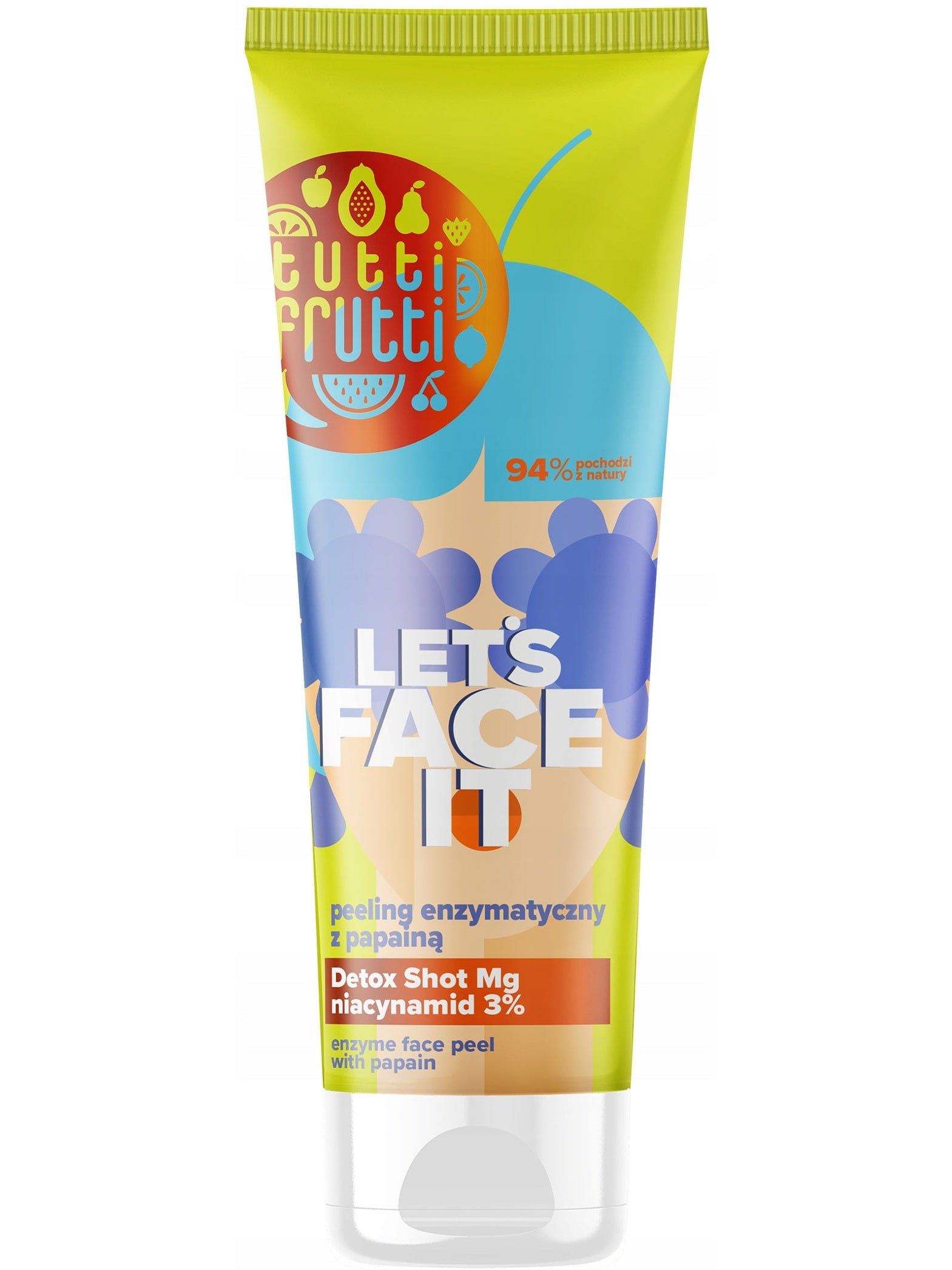 TUTTI FRUTTI LET`S FACE IT Peeling enzymatyczny z papainą, Niacynamid 3%