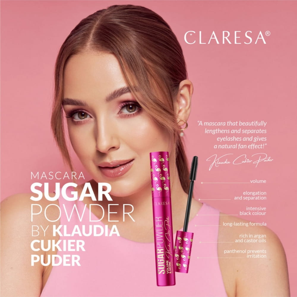 CLARESA Mascara do rzęs SugarPowder Volume & More - czarna, 10ml